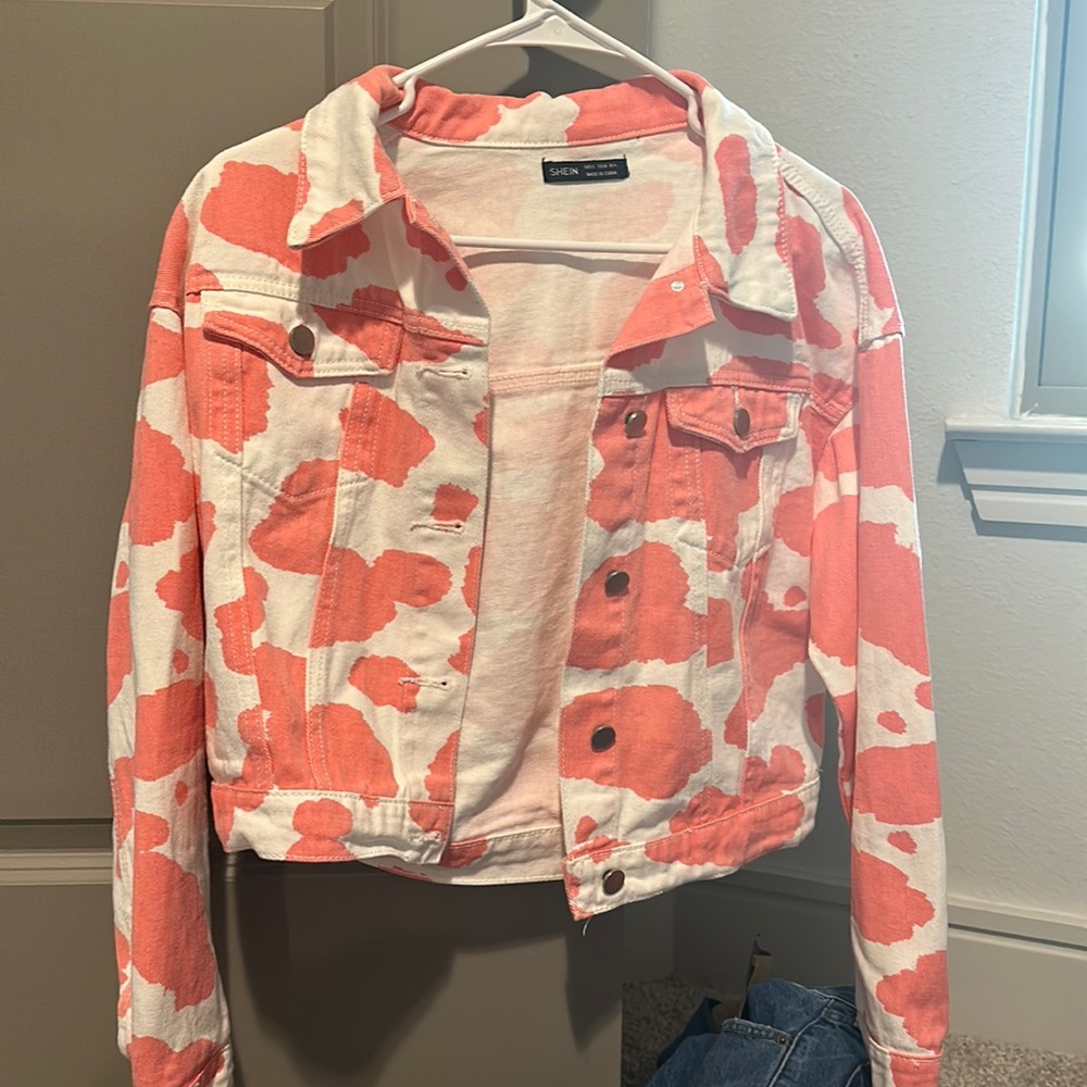 Pink cow print jacket